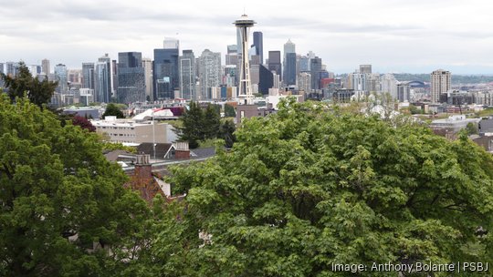 Seattle skyline is seen from Kerry Park atop Queen Anne hill