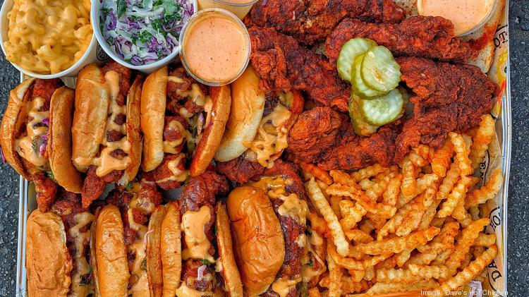 A platter of food at Dave's Hot Chicken.