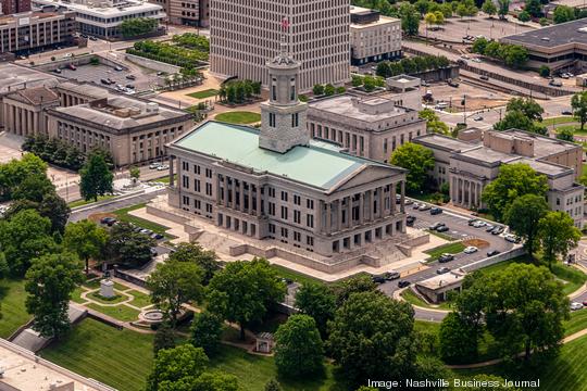 Nashville Helicopter Views - Tennessee State Capitol