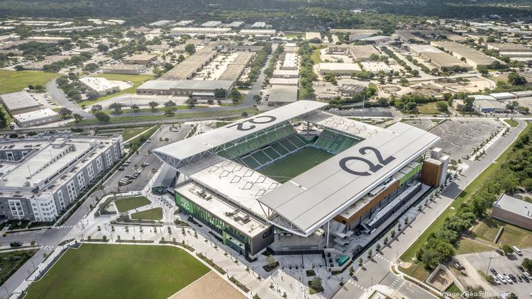 Brockton Residential is planned to rise just north of Austin's Q2 Stadium, home of Austin FC. REALPHOTO INC.