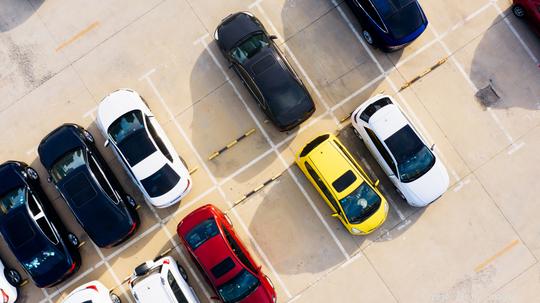 Outdoor parking lot in the city center