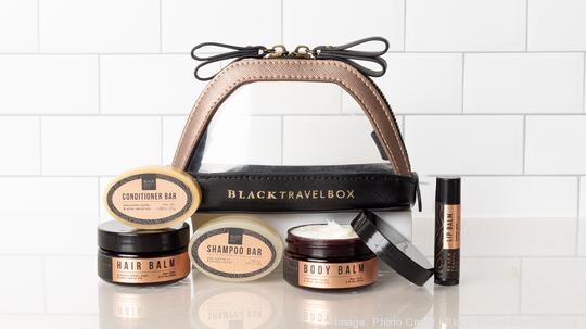 Black Travel Box body-care products