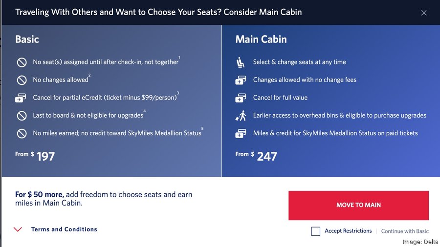 Delta basic economy seats won't add SkyMiles or boost Medallion status