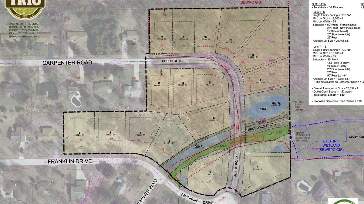 Franklin Wi Zoning Map Hillcrest Builders Proposes 16 Lots In Brookfield For New Homes Estimated  To Cost Up To $1 Million - Milwaukee Business Journal