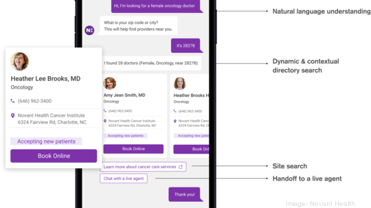 Novant Health Now chatbot