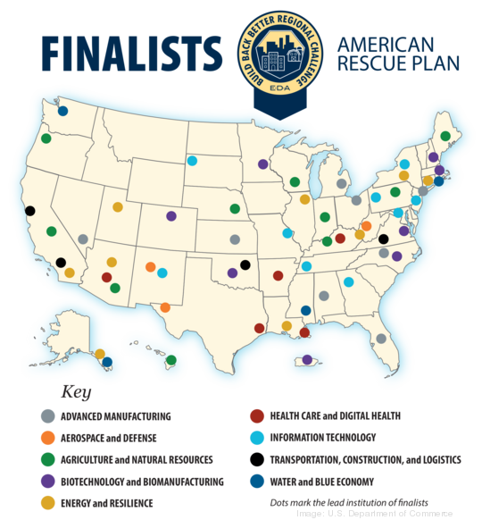 Build Back Better Regional Challenge Finalists Map