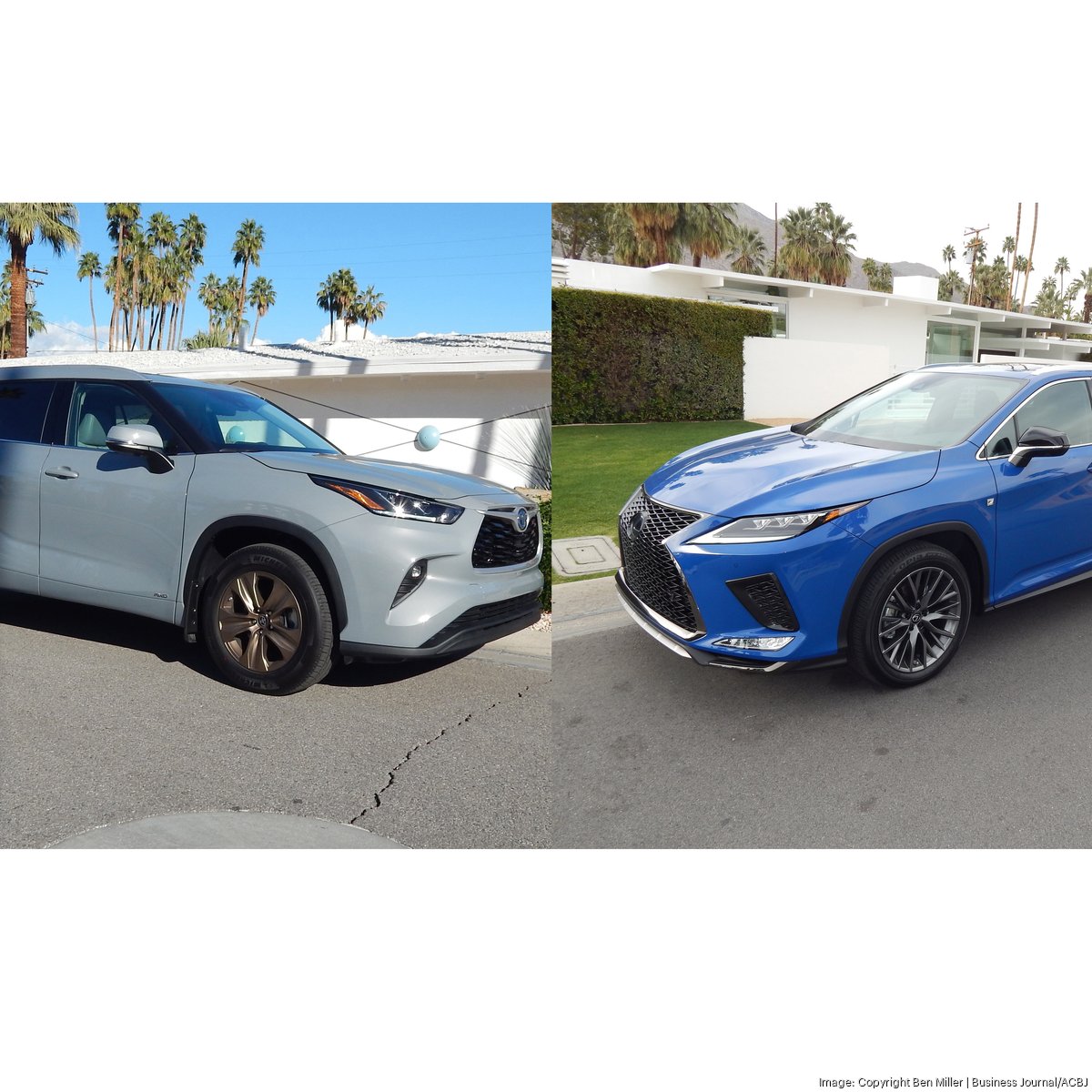 Comparing hybrid SUVs Toyota Highlander and Lexus RX 450h - L.A.