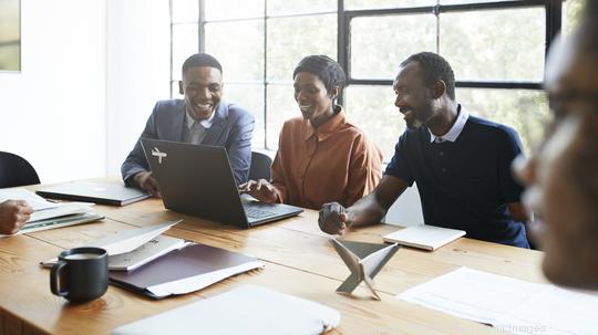 Entrepreneurs in board room during meeting black businesspeople black business owners