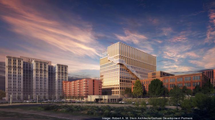 A rendering of a $400 million lab and research facility Drexel University and Gattuso Development Partners plan to build at 3201 Cuthbert St. in Philadelphia.