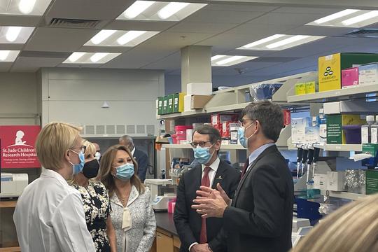 Dr. Charles Roberts, director of St. Jude’s comprehensive cancer center briefing Jill Biden