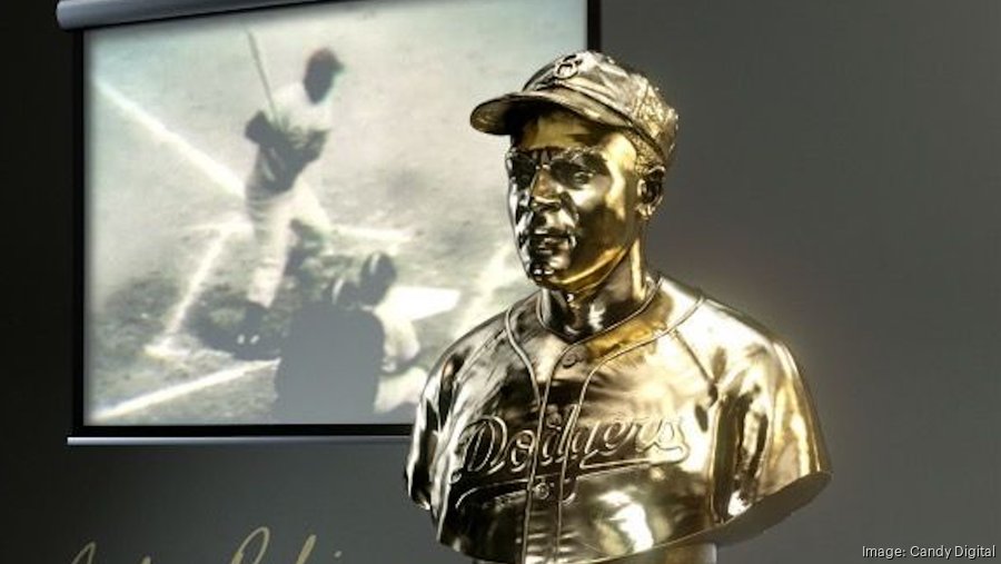 Bust of baseball great Jackie Robinson.