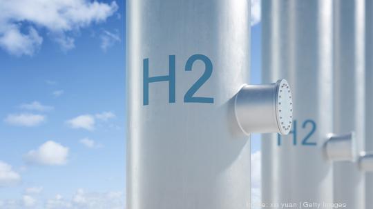 Hydrogen pipeline with blue sky background