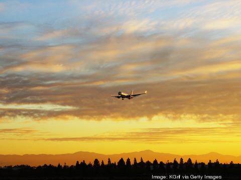 Colorful Sunrise Jet Airplane Landing