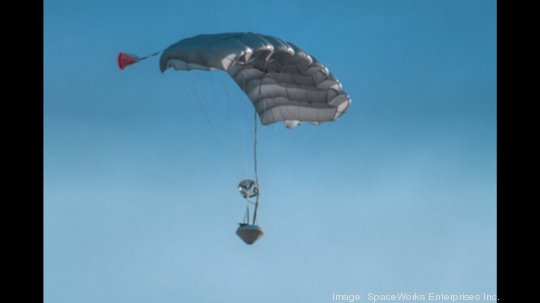 RED4U capsule prototype descending during test in Oregon