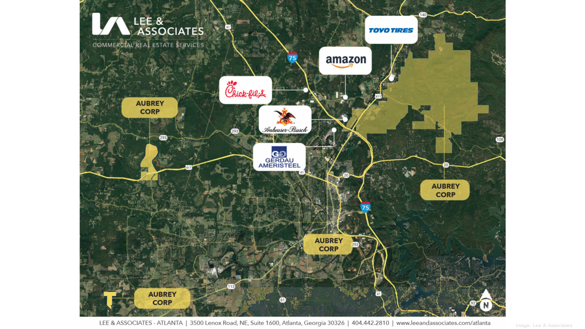 Aubrey Corp. puts 19,500 acres up for sale in a Northwest Georgia  industrial corridor - Atlanta Business Chronicle