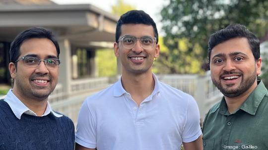 Atindriyo Sanyal, left, Vikram Chatterji, center, and Yash Sheth are co-founders of Galileo