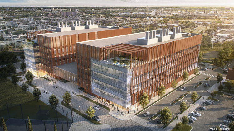 Renderings of 3401 Grays Ferry Ave., a proposed $365 million life sciences building the University of Pennsylvania and Longfellow Real Estate Partners are developing.