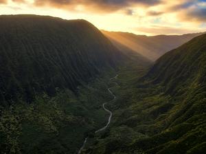 Sunrise above Maui rain forests, Hawaii