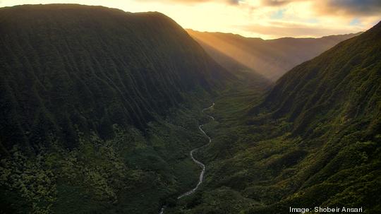 Sunrise above Maui rain forests, Hawaii