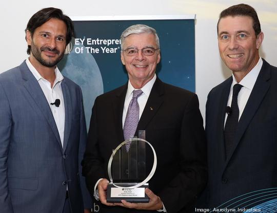 Andrew Allen with Sylvain Dominici, Florida Program Director (left) & Michael Pattillo, Florida Program Director (right)