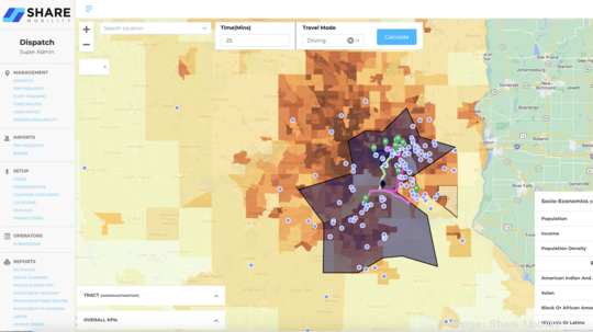 Share Mobility dispatch screen