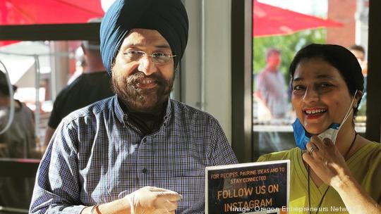 OregonAF 2021 - Khalsa Salsa co founders, Sukhdev Singh and Rippy Kaur, participating in OregonAF 2021 mixer with investors