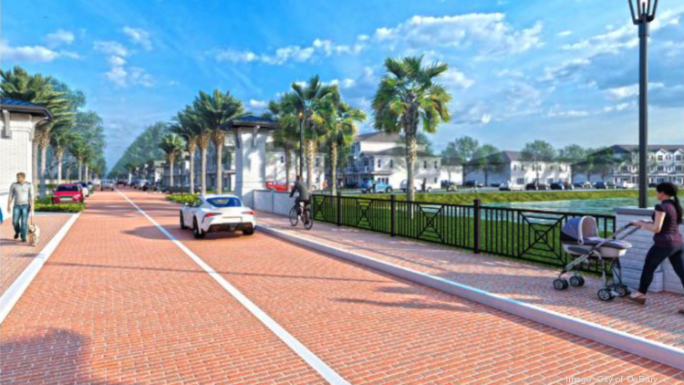 A rendering of a bridge that will connect two phases of the DeBary Main Street project.
