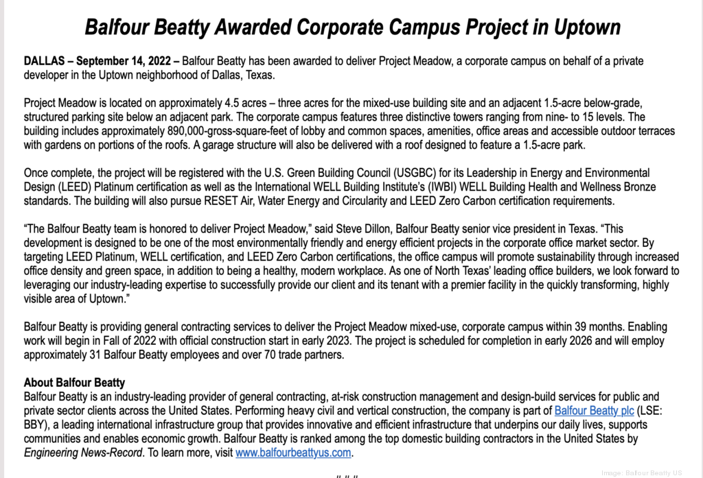 What is the 'corporate campus' Balfour Beatty has been tapped to build