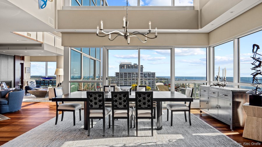 Image showcasing Two-story penthouse condo overlooking Lake Michigan sells for $1.3 ...