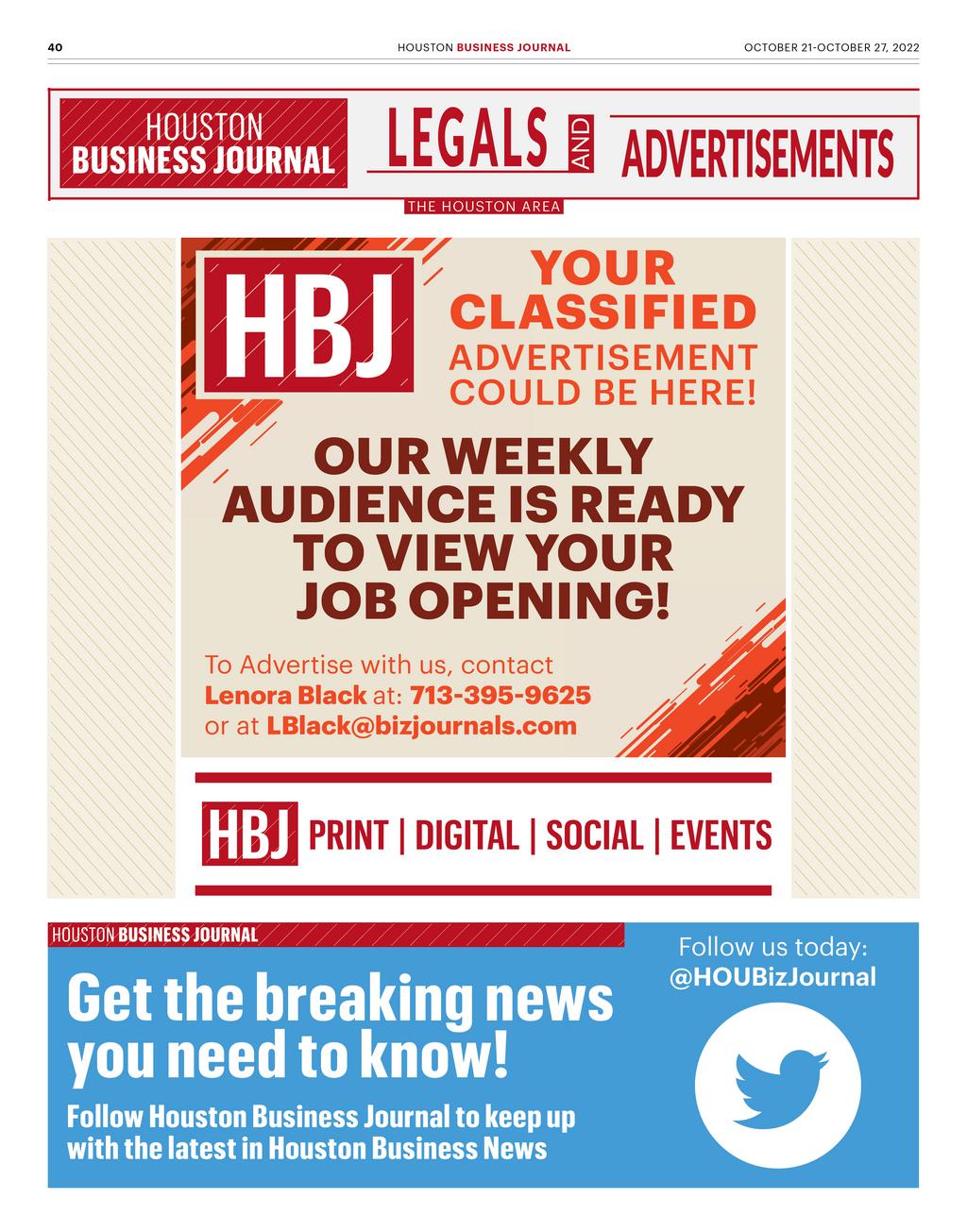 Houston Business Journal Classifieds 102122
