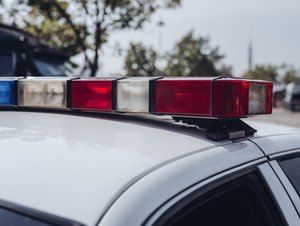 Emergency lights on a US police car - stoc