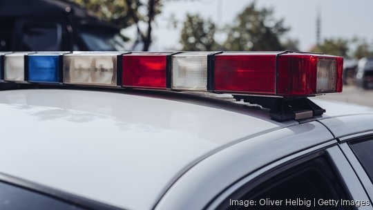 Emergency lights on a US police car - stoc