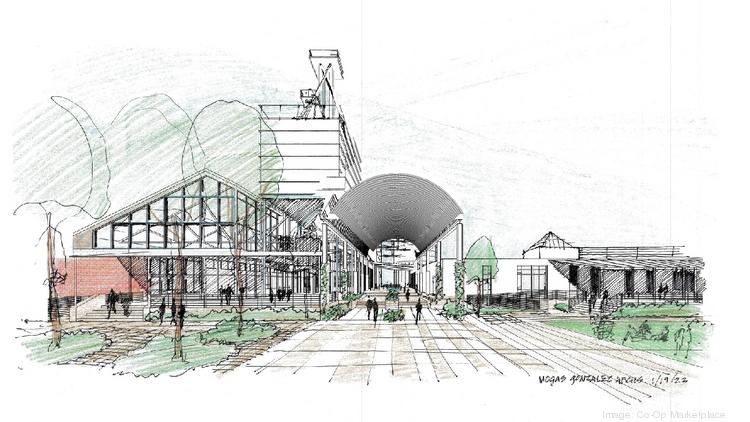 Conceptual rendering of New Braunfels' planned Co-Op Marketplace.