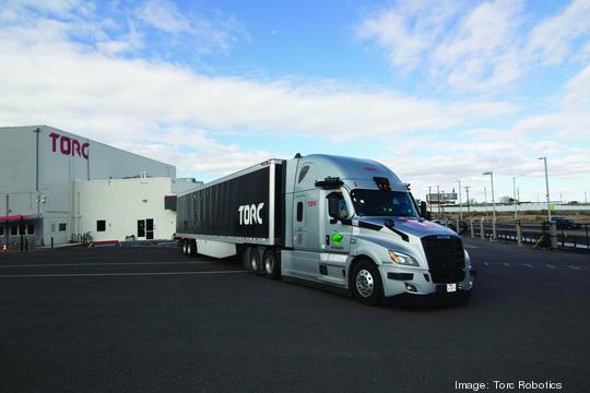 Autonomous truck in lot