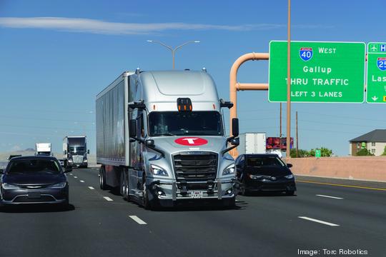 Autonomous truck on highway