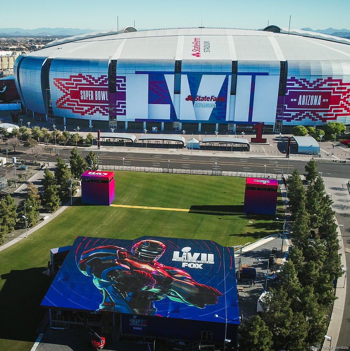 An NFL shop is open during the Super Bowl Experience in Phoenix