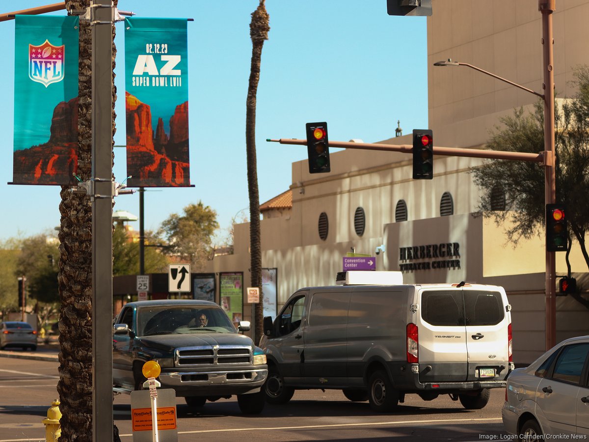 Giant Super Bowl LVII logo appears at Margaret T. Hance Park in Phoenix