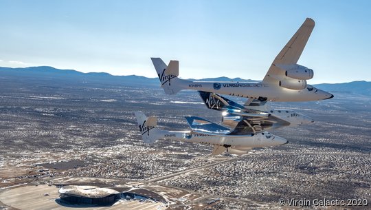 SpaceShipTwo Unity relocates to Virgin Galactic’s Gateway to Space, Spaceport America, New Mexico.