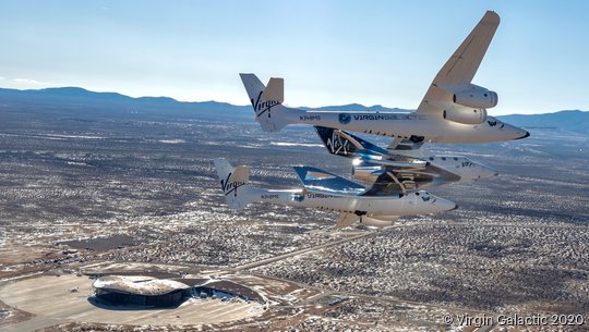 SpaceShipTwo Unity relocates to Virgin Galactic’s Gateway to Space, Spaceport America, New Mexico.