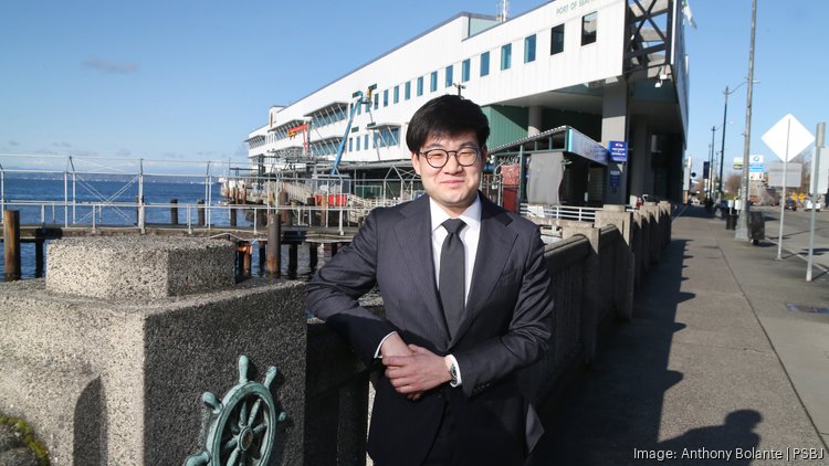 Port of Seattle Commission President Sam Cho is pictured at Port headquarters at Pier 69 on the Elliott Bay waterfront in Seattle.