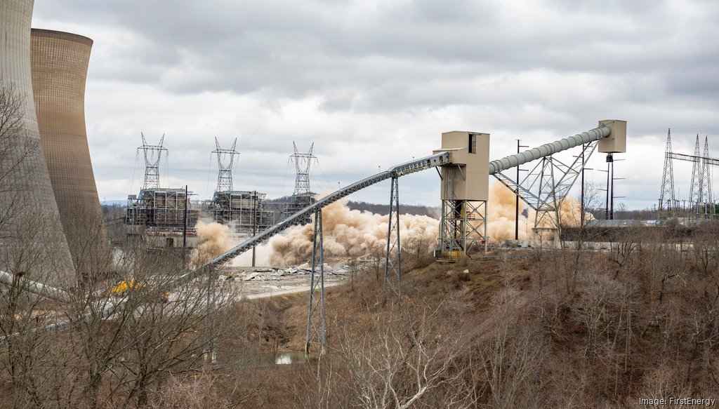 Former Hatfield's Ferry power plant stacks demolished - Pittsburgh Business  Times