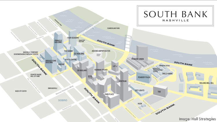 A map shows the boundaries of South Bank, a newly proposed neighborhood branding effort.