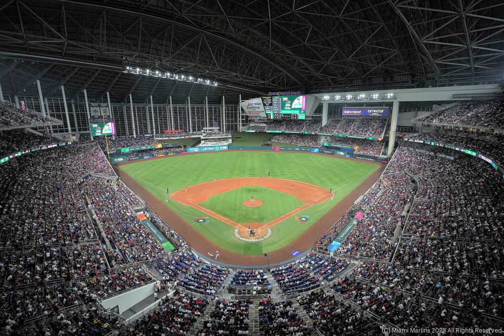 loanDepot Park Baseball Stadium Print, Miami Marlins Baseball