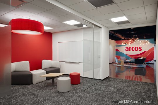 ARCOS Polaris Office HQ lobby and collaboration space foreground