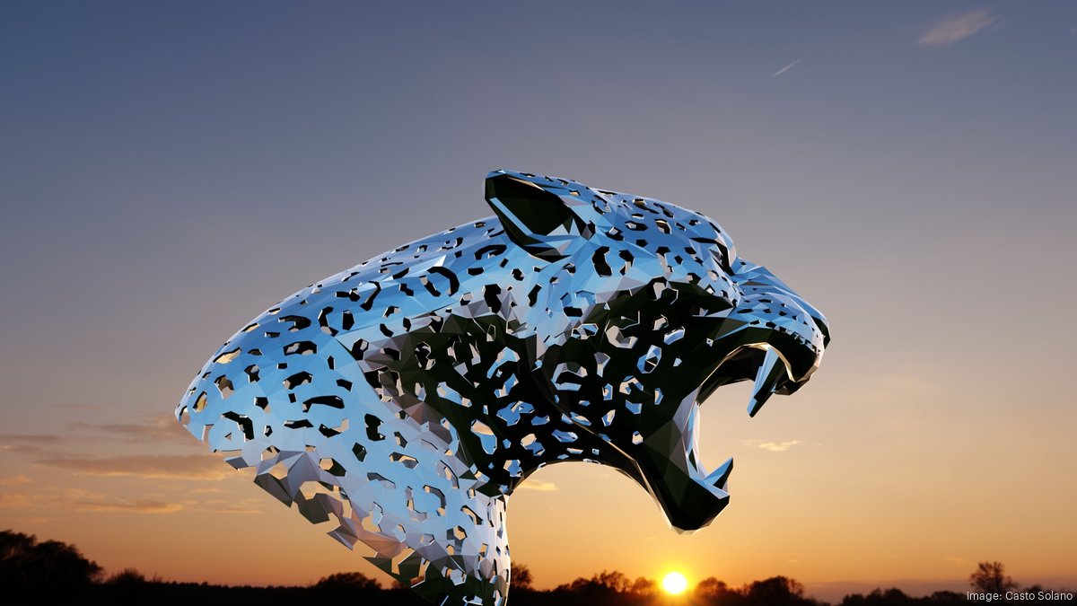 Jaguar Sculpture Installation Outside Miller Electric Center