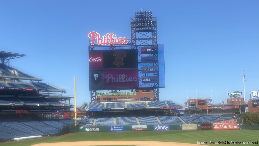 A new massive Philadelphia Phillies videoboard is revealed at