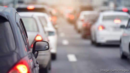 Traffic jam at road.Background blurred, Getty Images