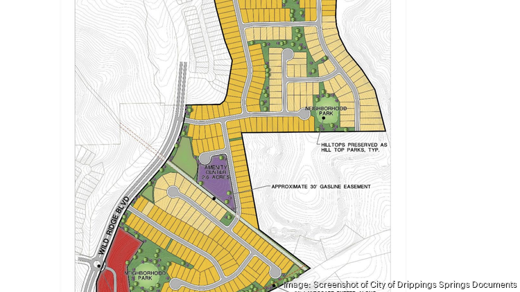 Plans for Gateway Village call for 307 single-family homes on 97.4 acres. SCREENSHOT OF CITY OF DRIPPINGS SPRINGS DOCUMENTS