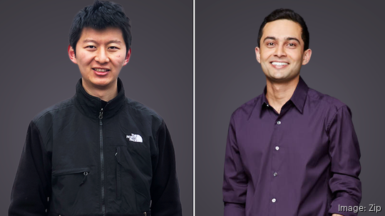 Zip co-founders CEO Rujul Zaparde and CTO Lu Cheng