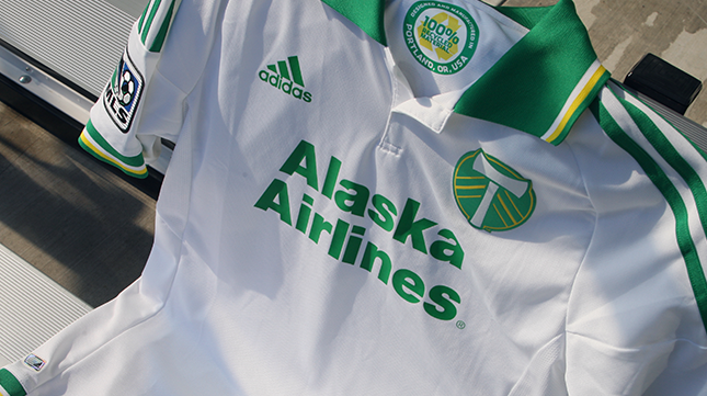 Portland Timbers Away football shirt 2011 - 2013. Sponsored by Alaska  Airlines